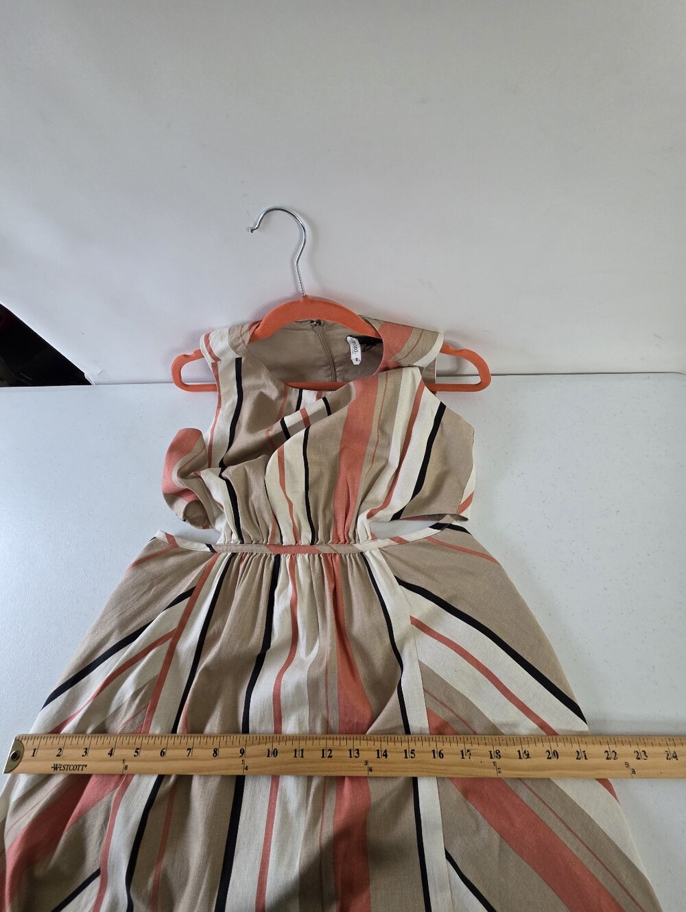 Banana Republic LINEN Blend Cut-Out Midi Dress Size 8 Striped with Pockets Chic - Picture 8 of 13